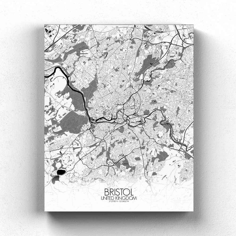 Mapospheres Bristol Black and White full page design canvas city map