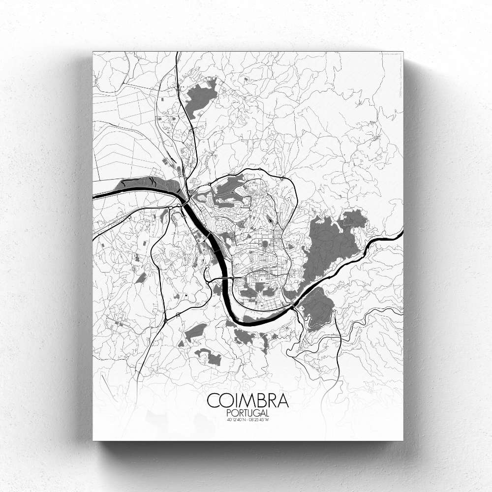 Mapospheres Coimbra Black and White full page design canvas city map