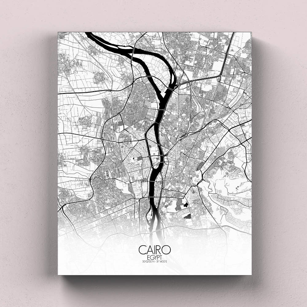 Mapospheres Cairo Black and White full page design canvas city map