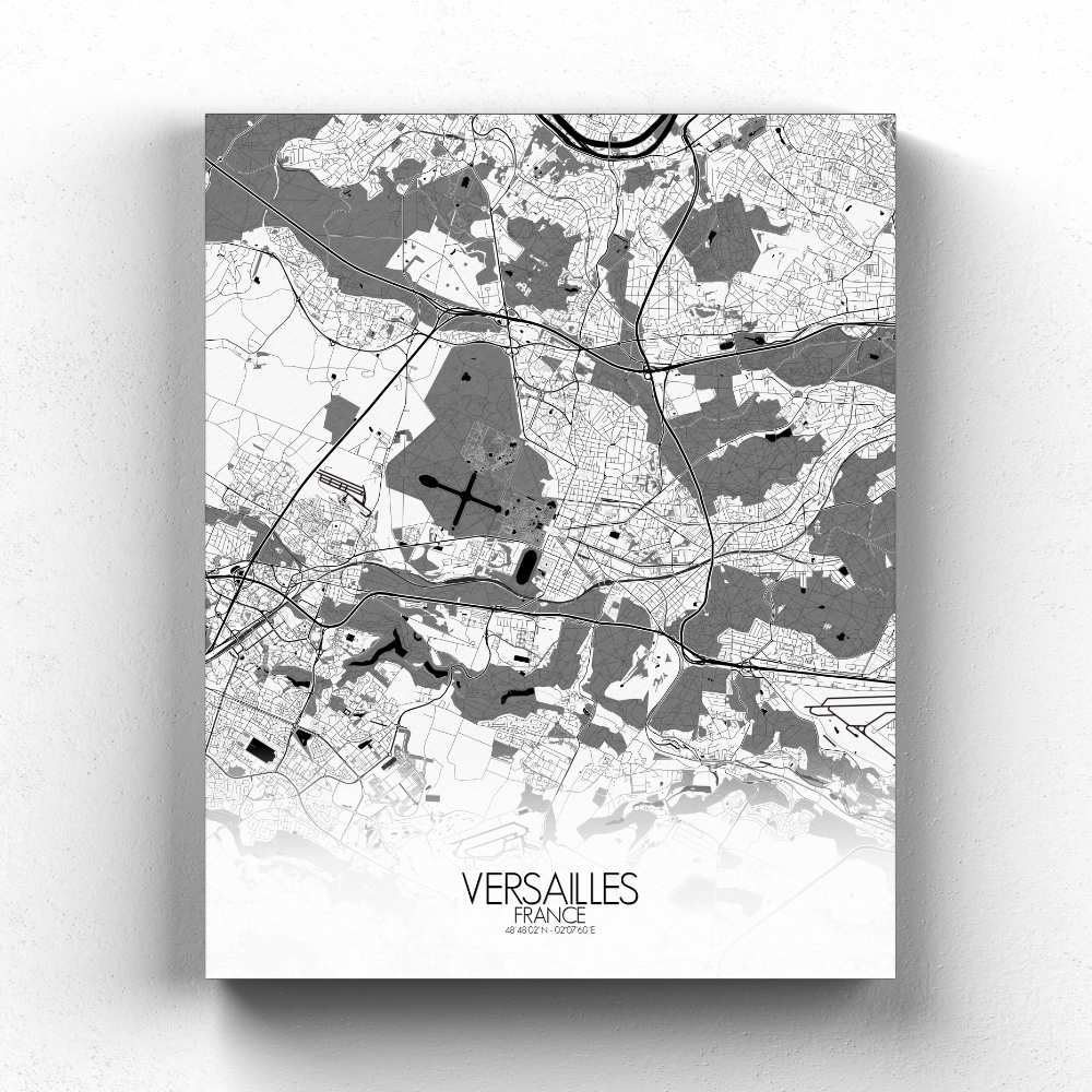 Mapospheres Versailles Black and White full page design canvas city map