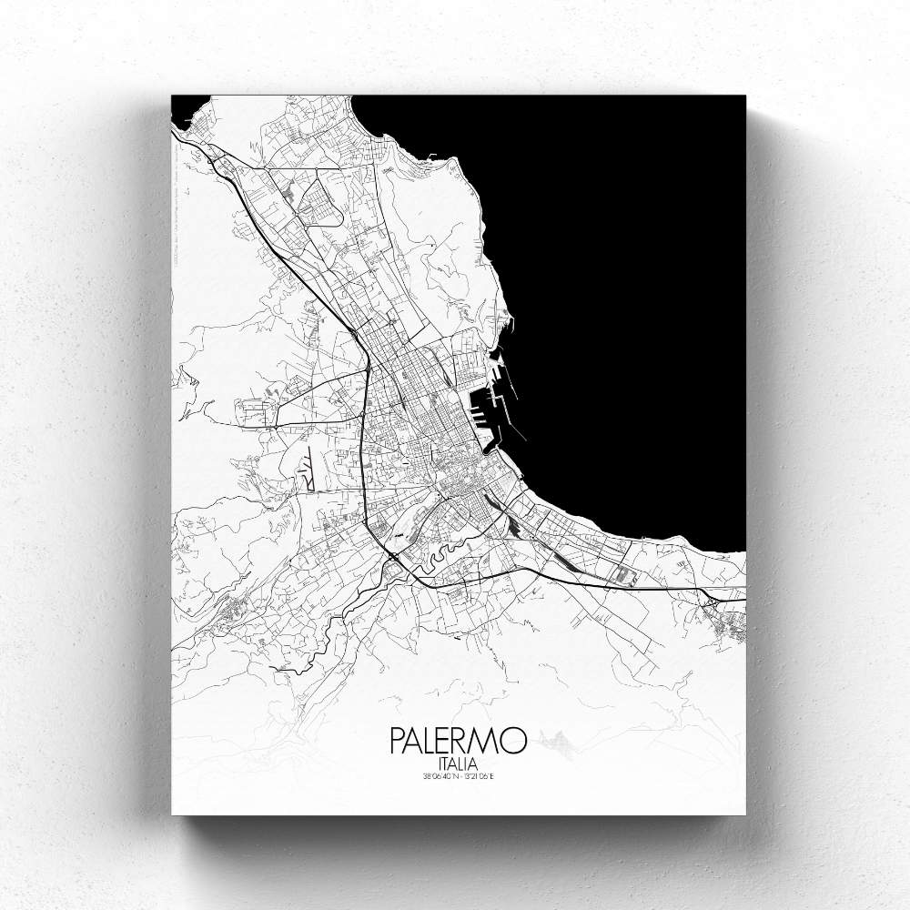 Mapospheres Palermo Black and White full page design canvas city map