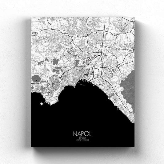 Mapospheres Naples Black and White full page design canvas city map