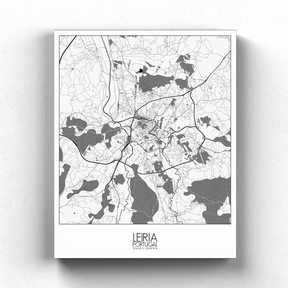 Mapospheres Leiria Black and White full page design canvas city map