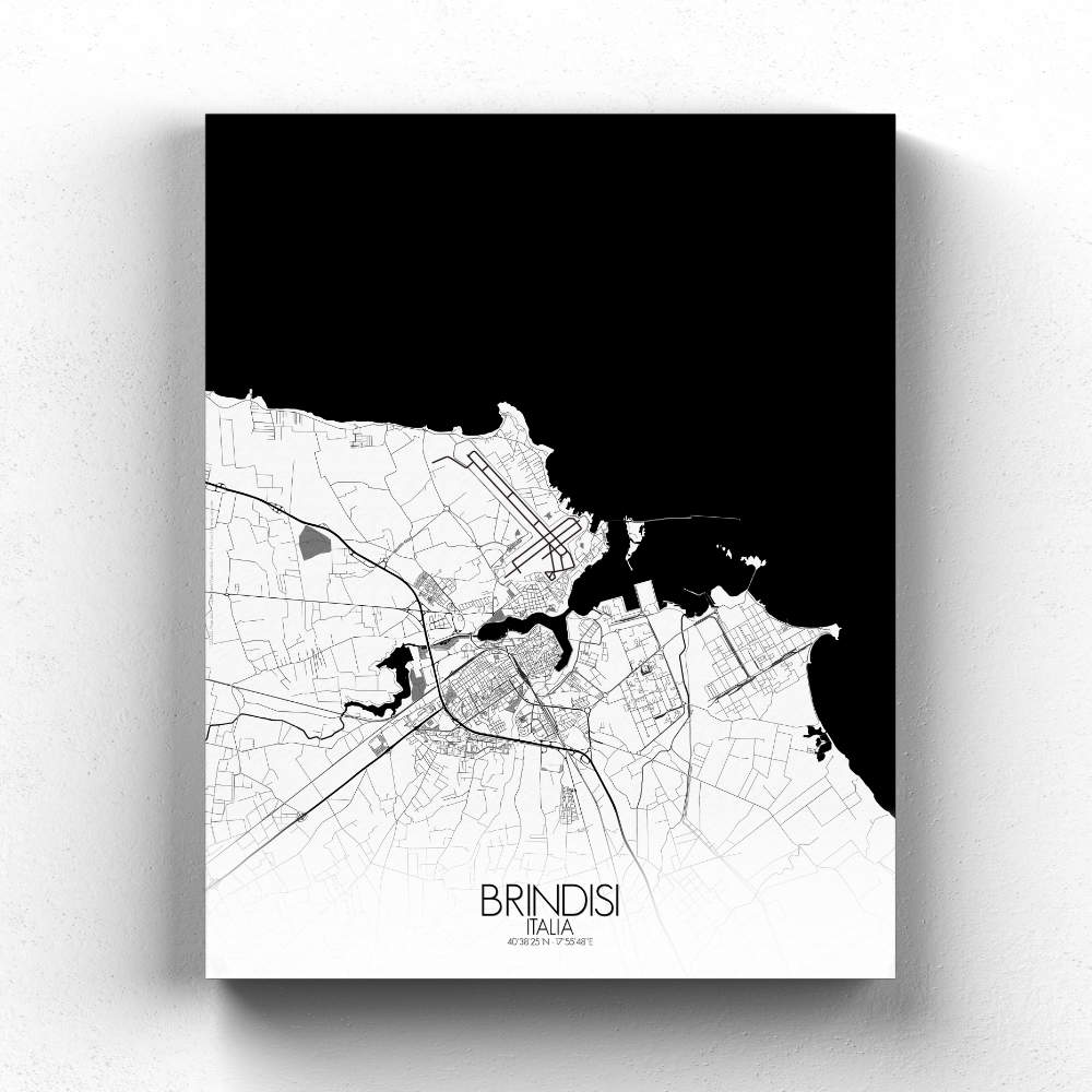 Mapospheres Brindisi Black and White full page design canvas city map