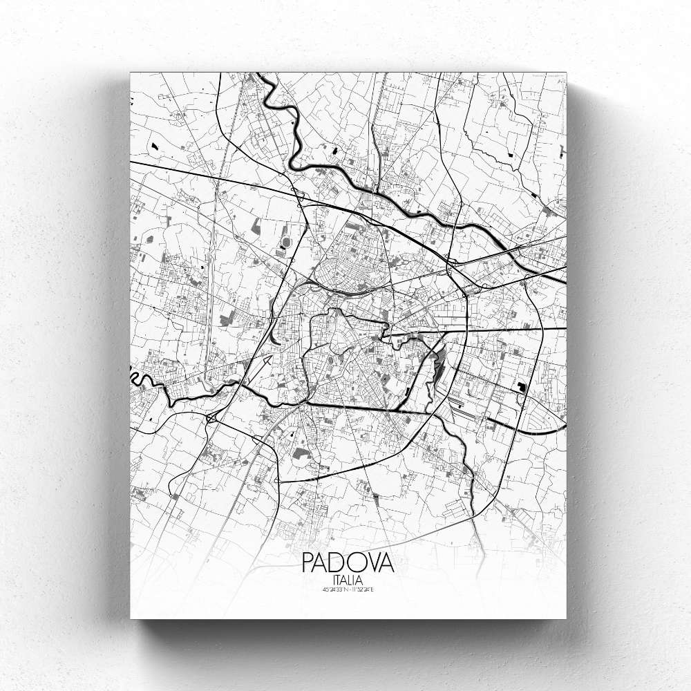 Mapospheres Padua Black and White full page design canvas city map