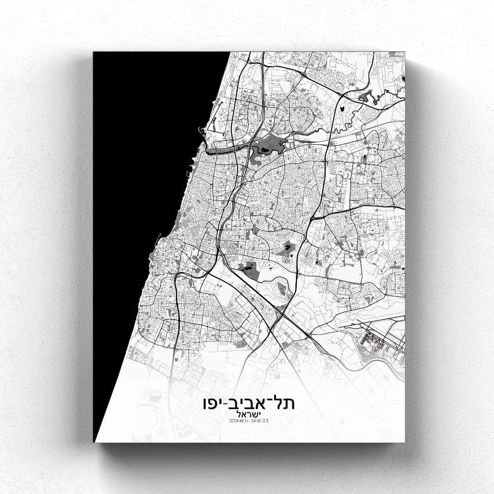 Mapospheres Tel Aviv Yafo Black and White full page design canvas city map