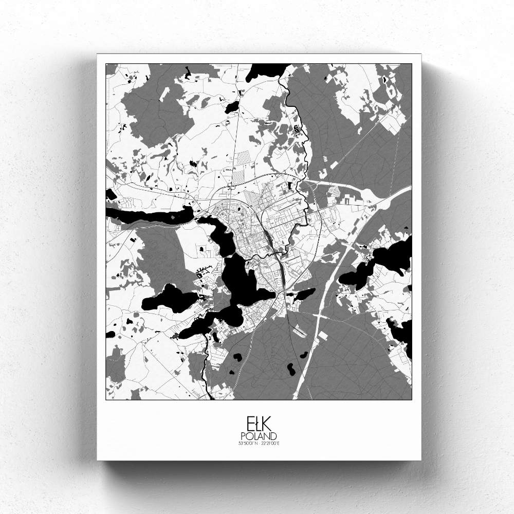 Mapospheres Elk Black and White full page design canvas city map