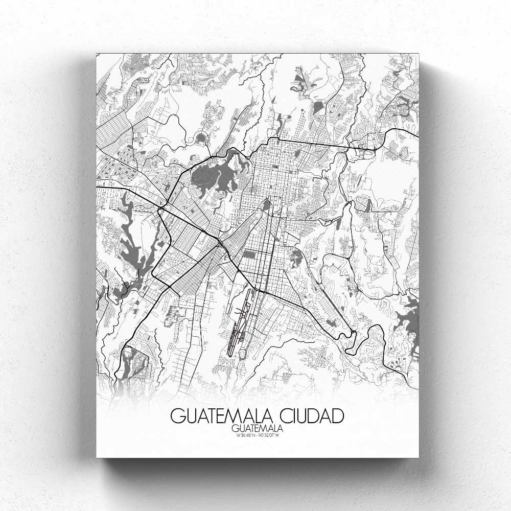 Mapospheres Guatemala Black and White full page design canvas city map