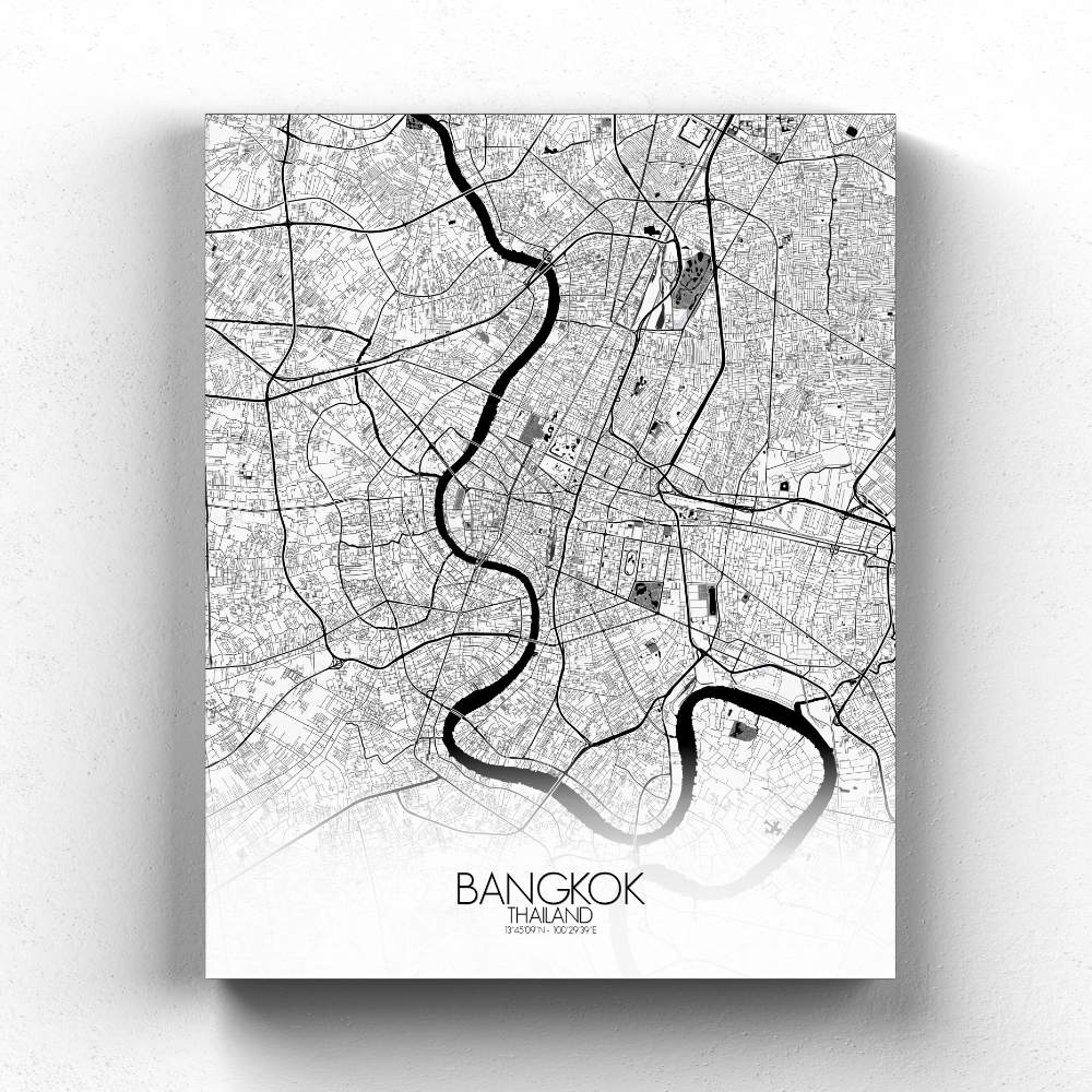 Mapospheres Bangkok Black and White full page design canvas city map