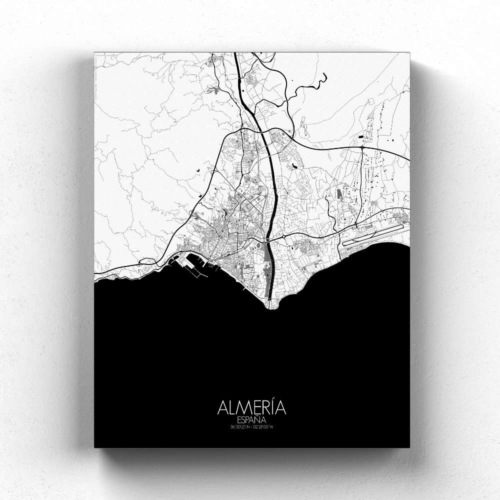 Mapospheres Almeria Red dark full page design canvas city map