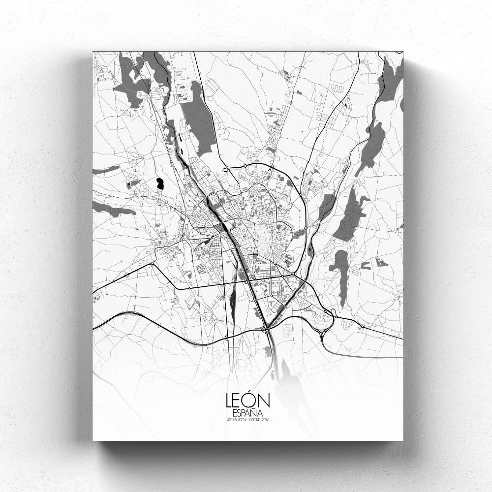 Mapospheres Leon Red dark full page design canvas city map