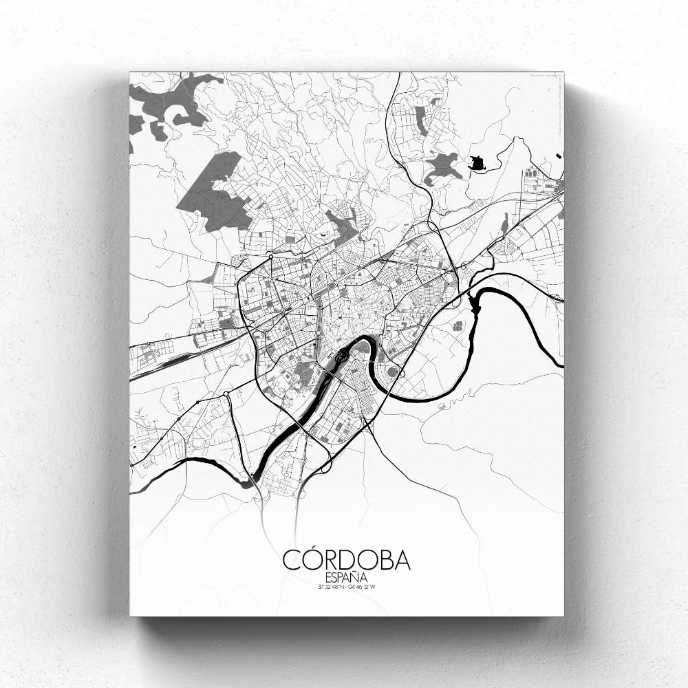 Mapospheres Cordoba Red dark full page design canvas city map