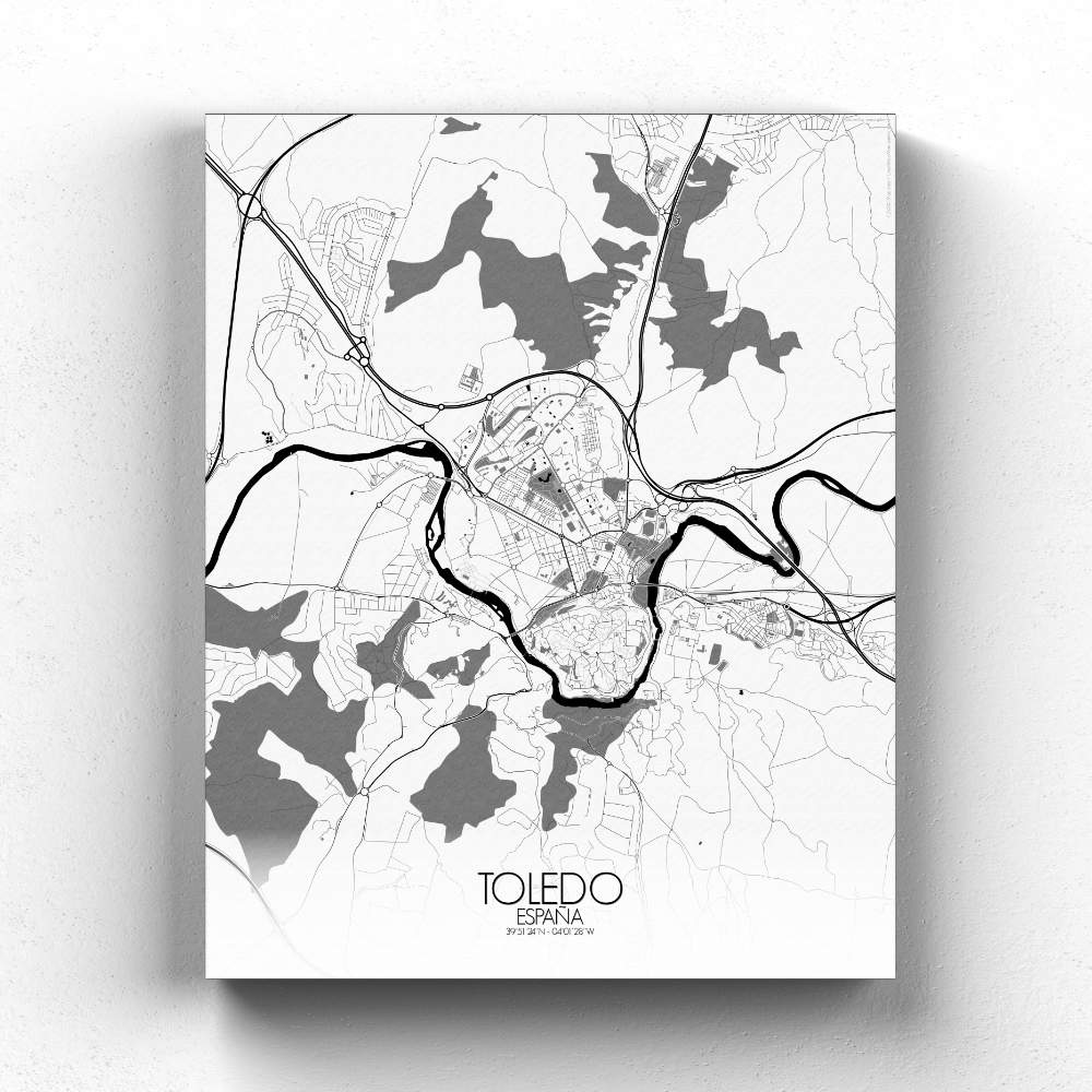 Mapospheres Toledo Black and White full page design canvas city map