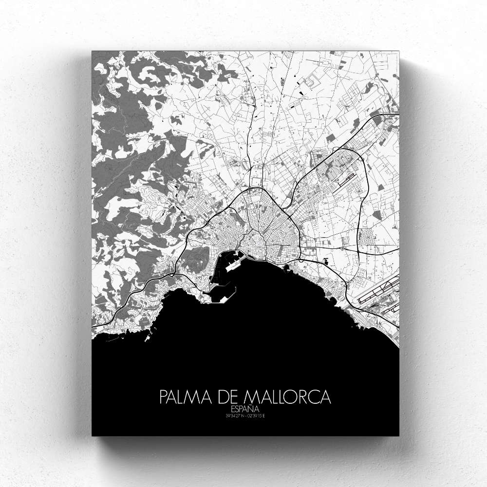 Mapospheres Palma Red dark full page design canvas city map