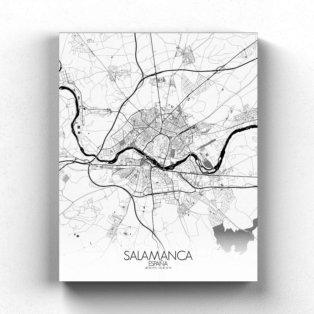 Mapospheres Salamanca Black and White full page design canvas city map