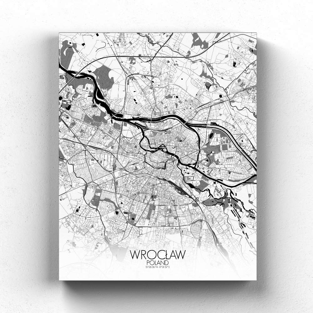 Mapospheres Wroclaw Black and White full page design canvas city map
