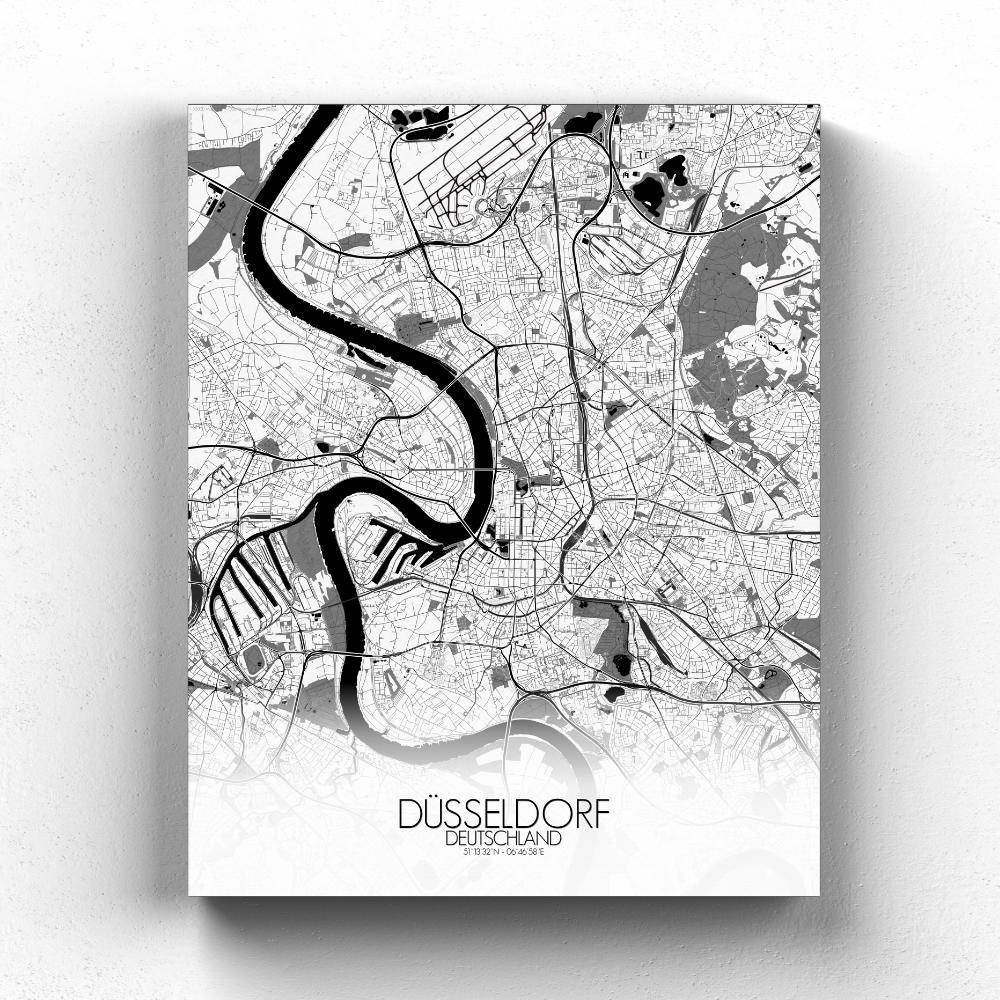 Mapospheres Dusseldorf Black and White full page design canvas city map