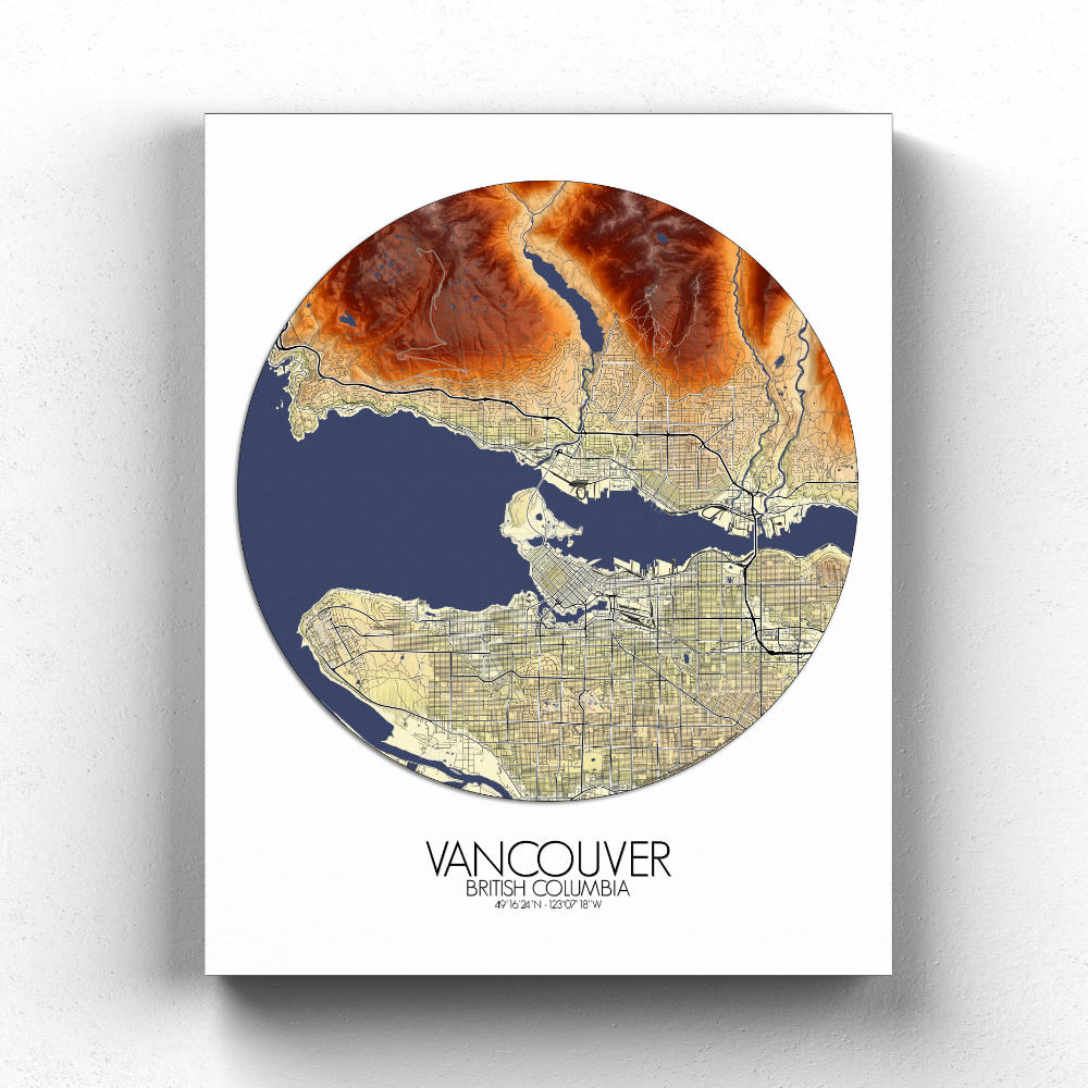 Mapospheres Vancouver full page design canvas elevation map