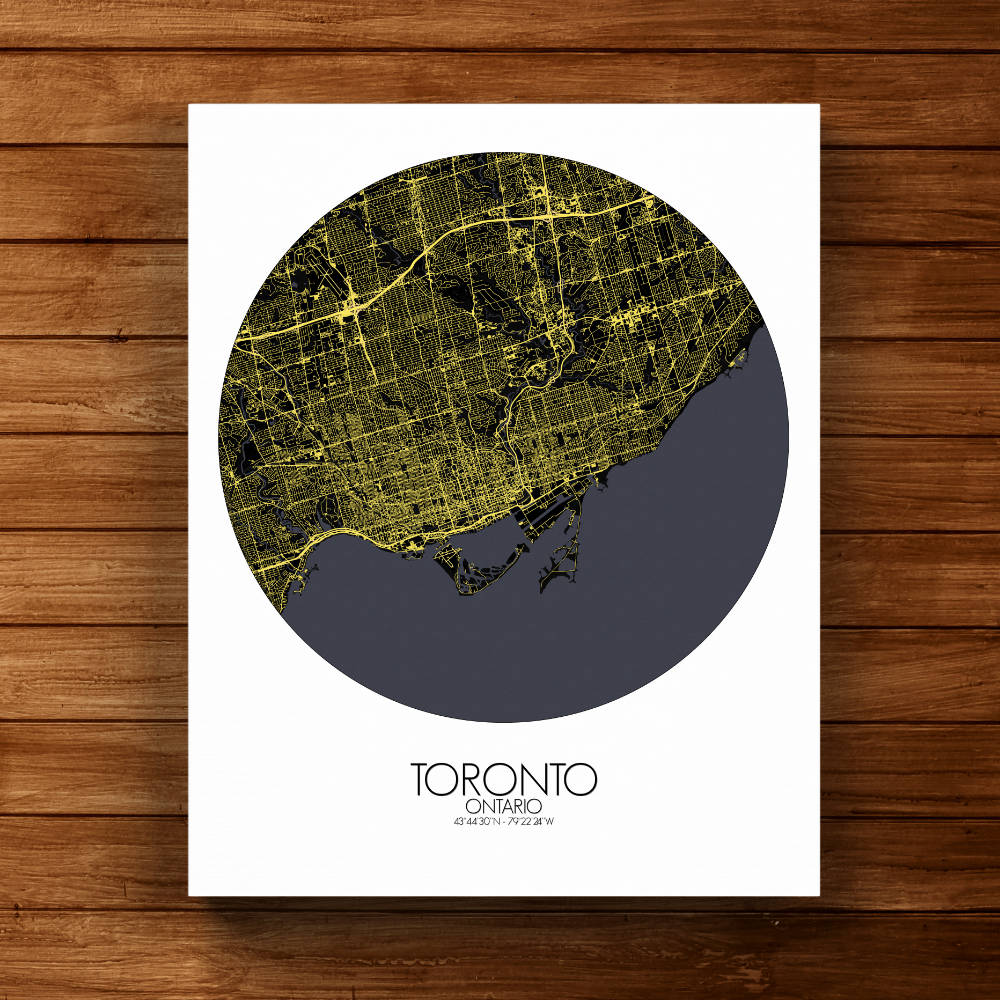 Mapospheres Toronto Night round shape design canvas city map