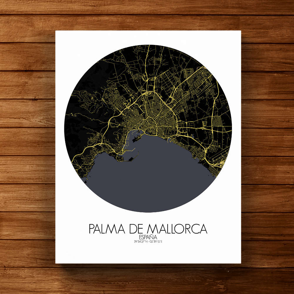 Mapospheres Palma Black and White full page design canvas city map