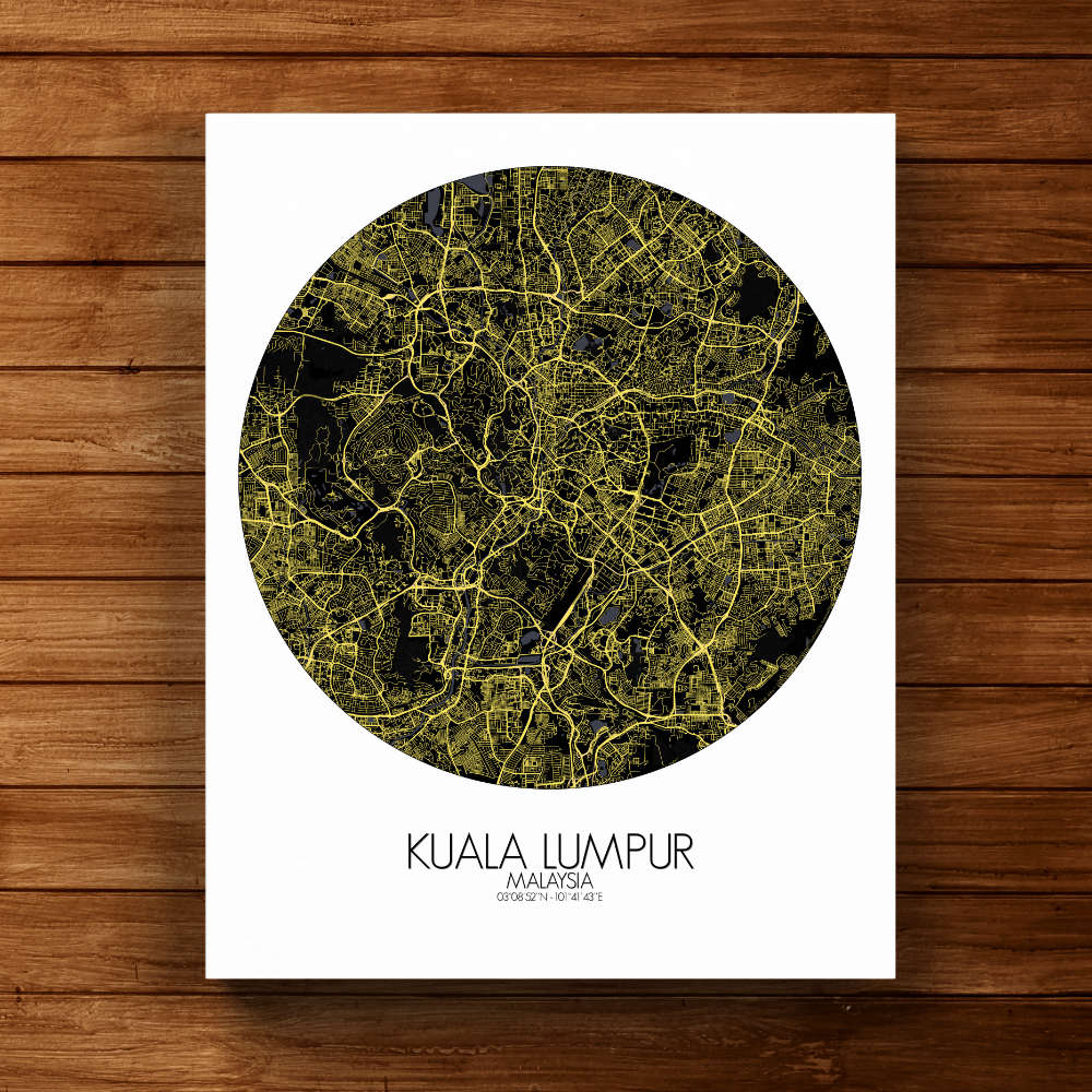Mapospheres Kuala Lumpur KL Night round shape design canvas city map