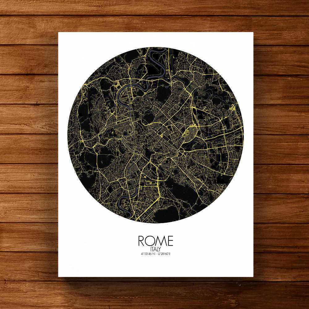 Mapospheres Rome Night round shape design canvas city map