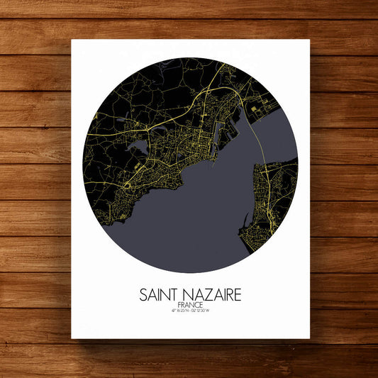 Mapospheres Saint Nazaire Night round shape design canvas city map