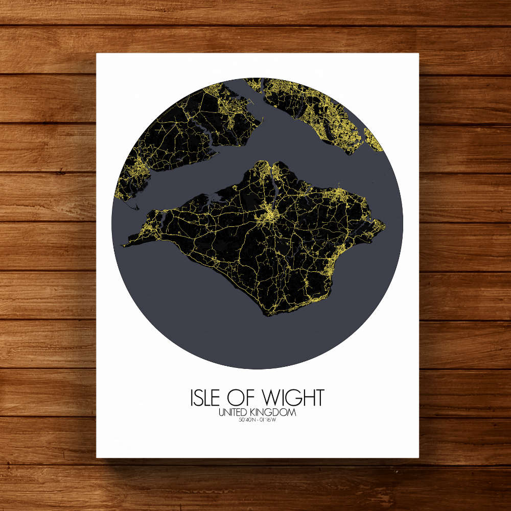 Mapospheres Isle of Wight Night round shape design canvas city map