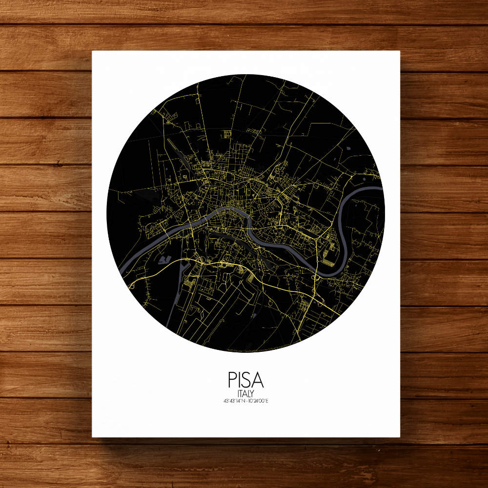 Mapospheres Pisa Night round shape design canvas city map