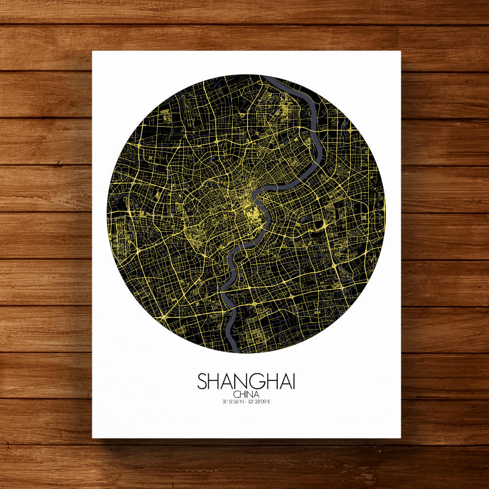 Mapospheres Shanghai Night round shape design canvas city map