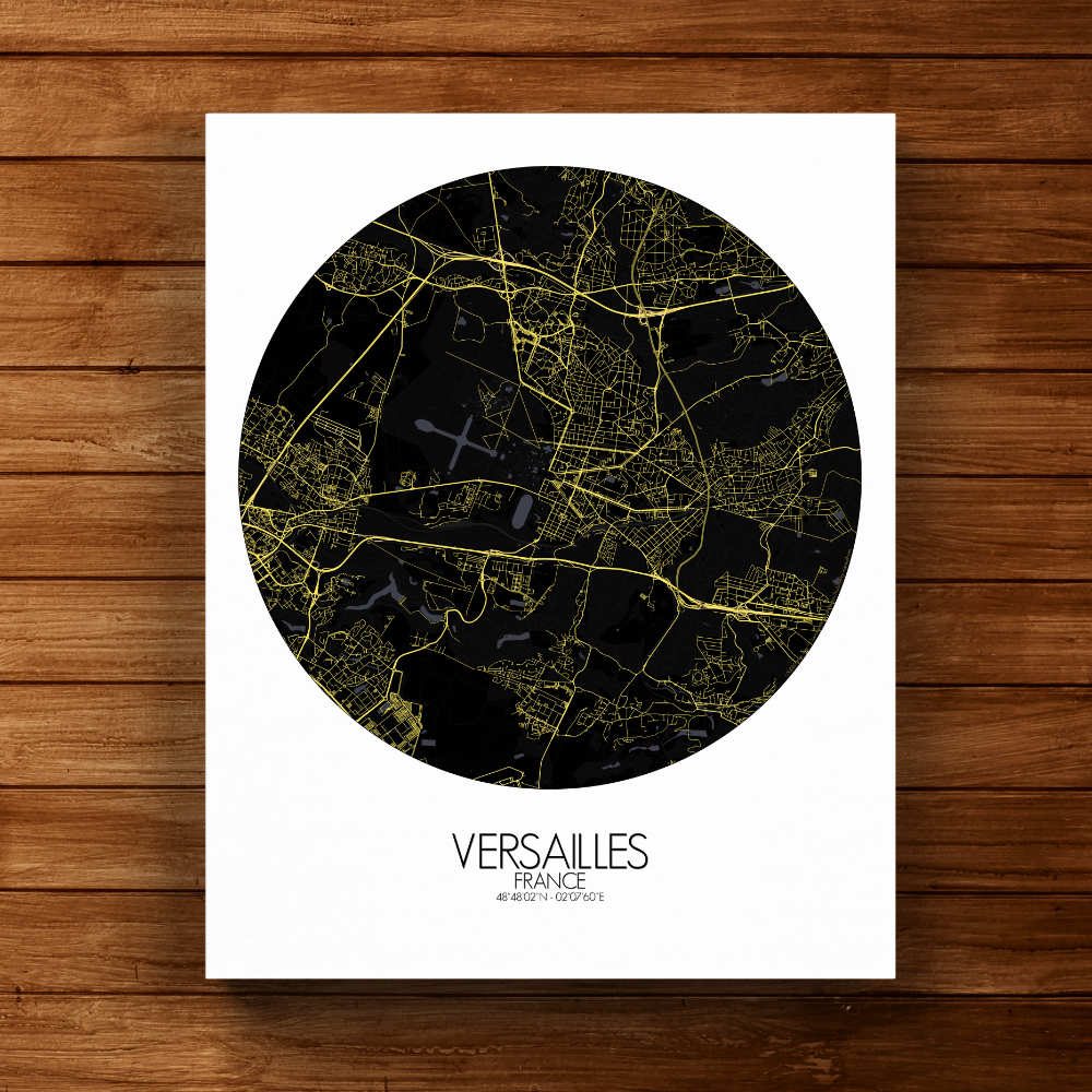 Mapospheres Versailles Night round shape design canvas city map