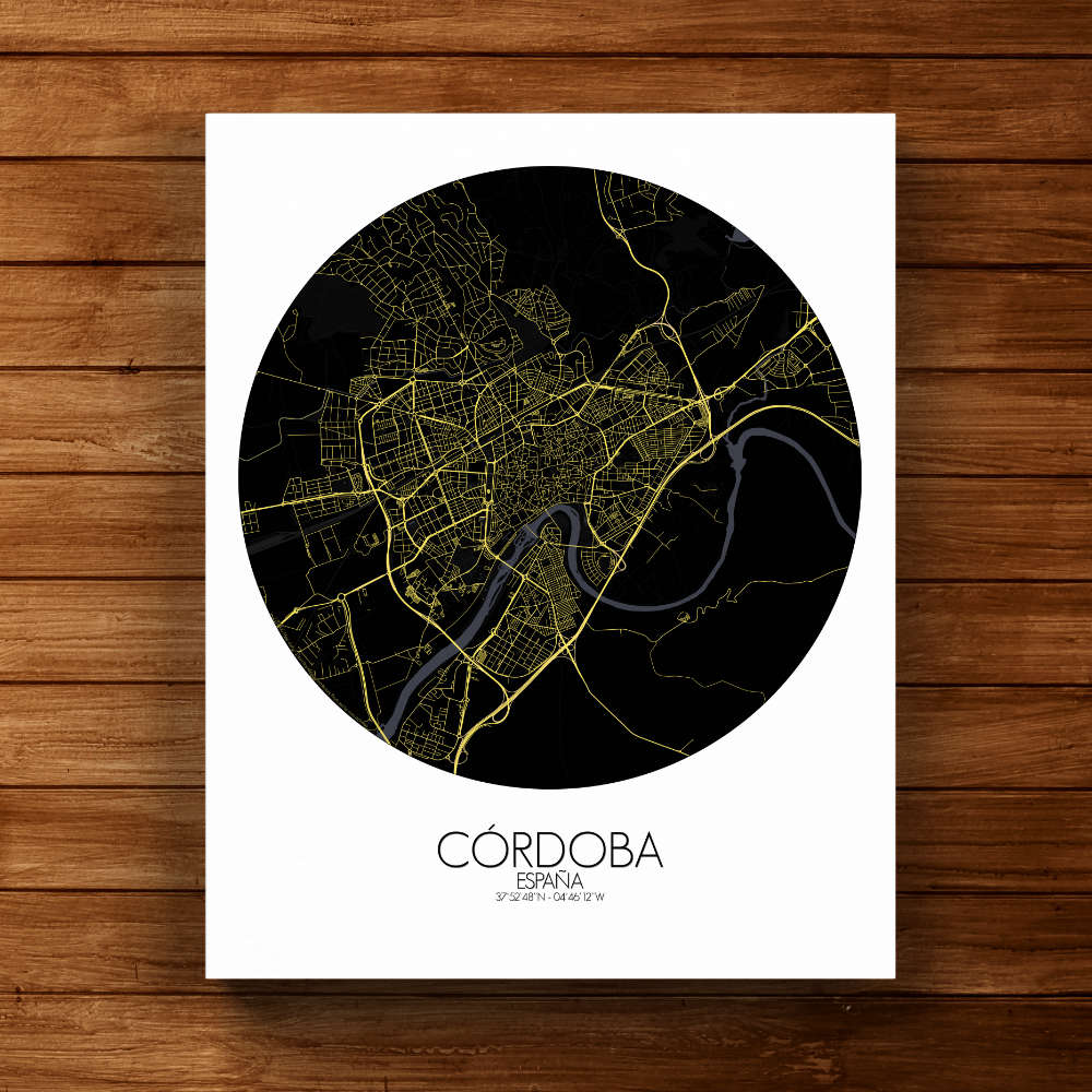 Mapospheres Cordoba Black and White full page design canvas city map