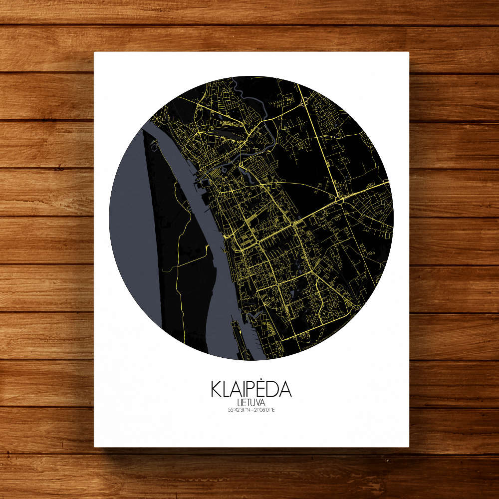 Mapospheres Klaipeda Night round shape design canvas city map
