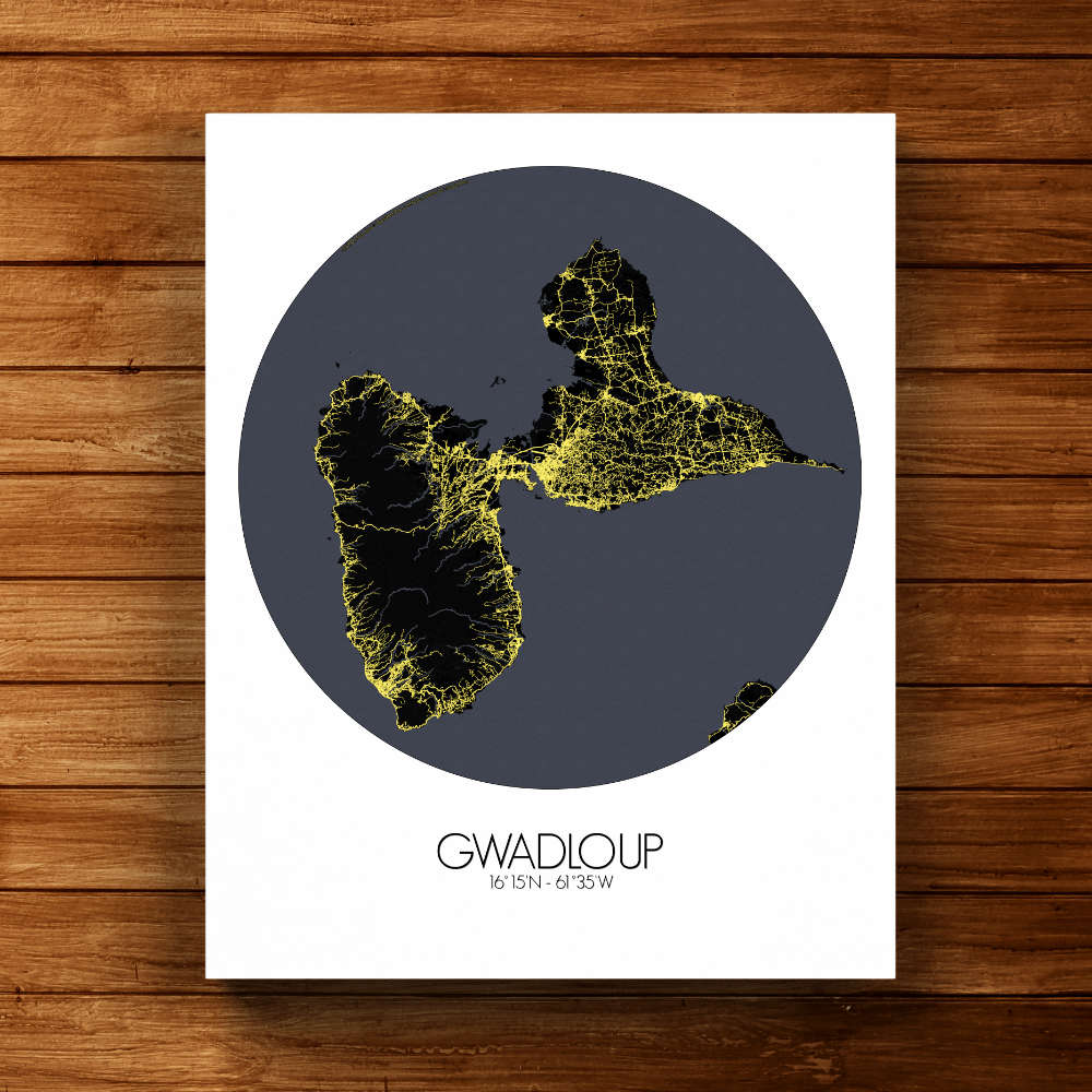 Mapospheres Guadeloupe Night round shape design canvas city map