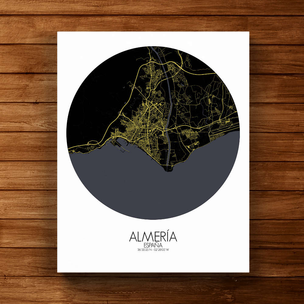 Mapospheres Almeria Black and White full page design canvas city map