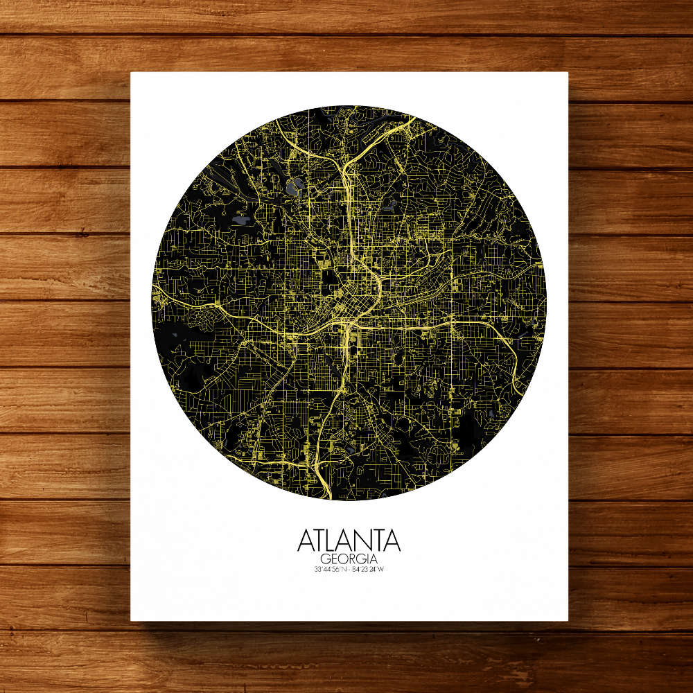 Mapospheres Atlanta Georgia Night round shape design canvas city map