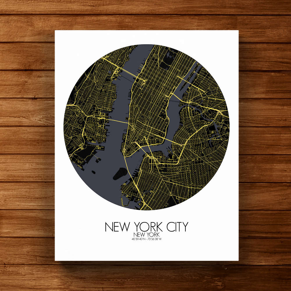 Mapospheres New York Night round shape design canvas city map
