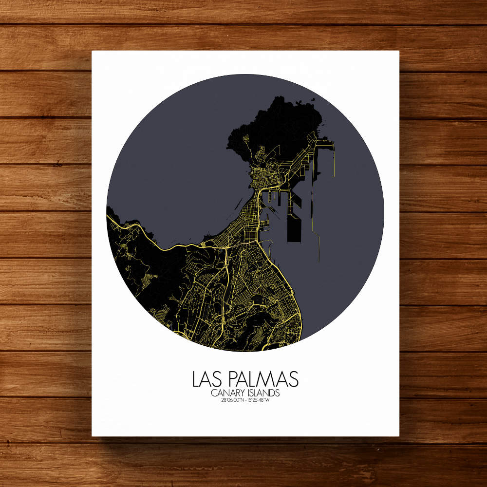 Mapospheres Las Palmas Night round shape design canvas city map