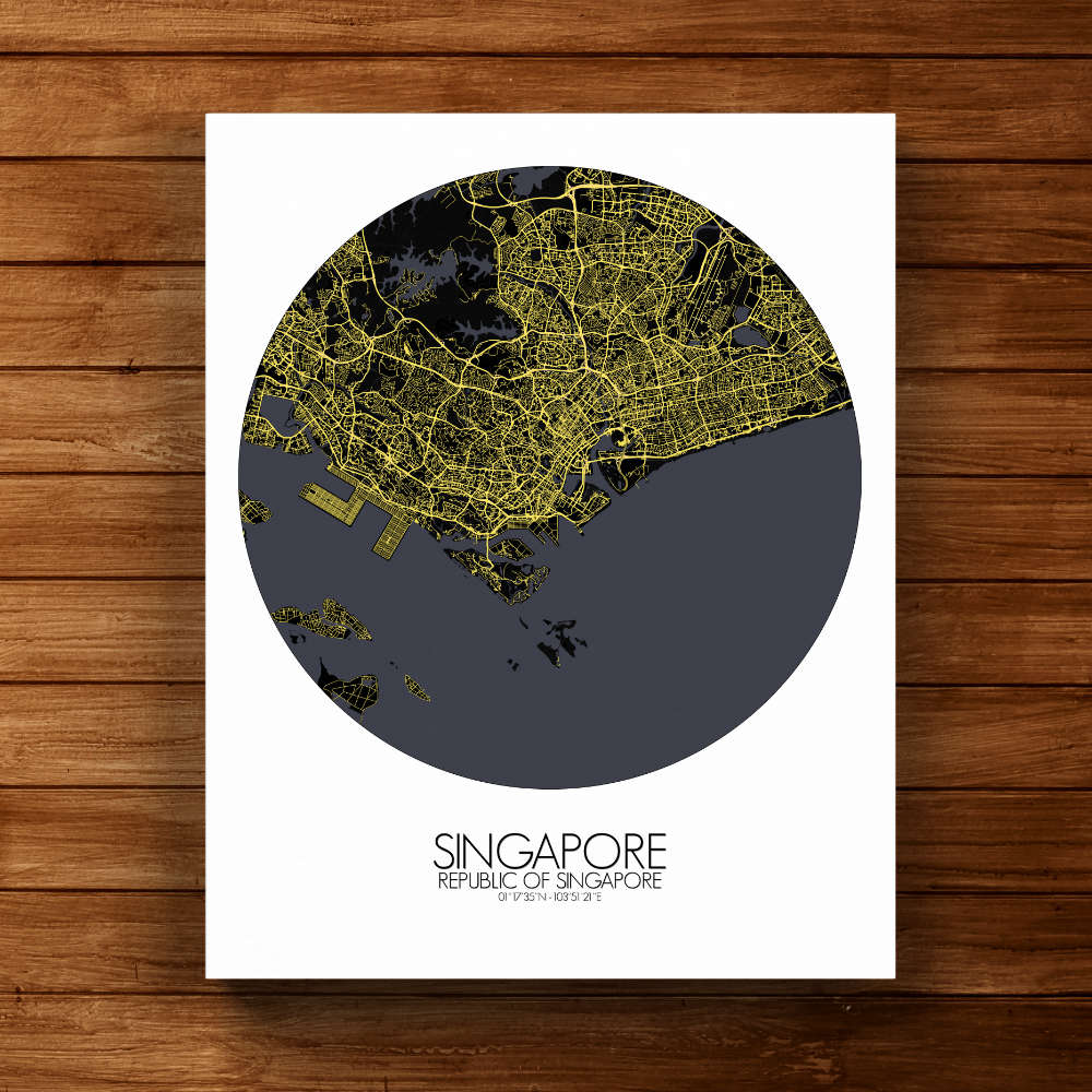 Mapospheres Siingapore Night round shape design canvas city map