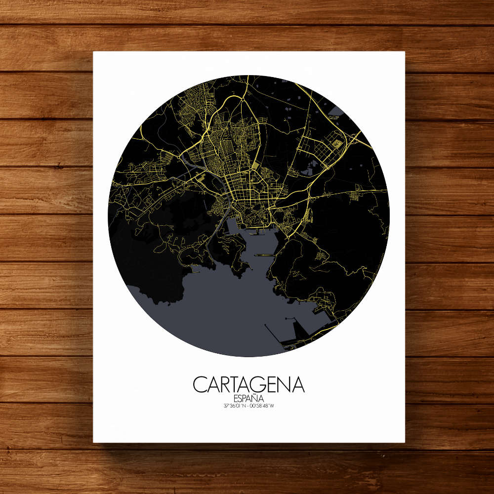 Mapospheres Cartagena Black and White full page design canvas city map