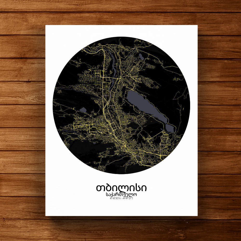 Mapospheres Tbilisi Night round shape design canvas city map