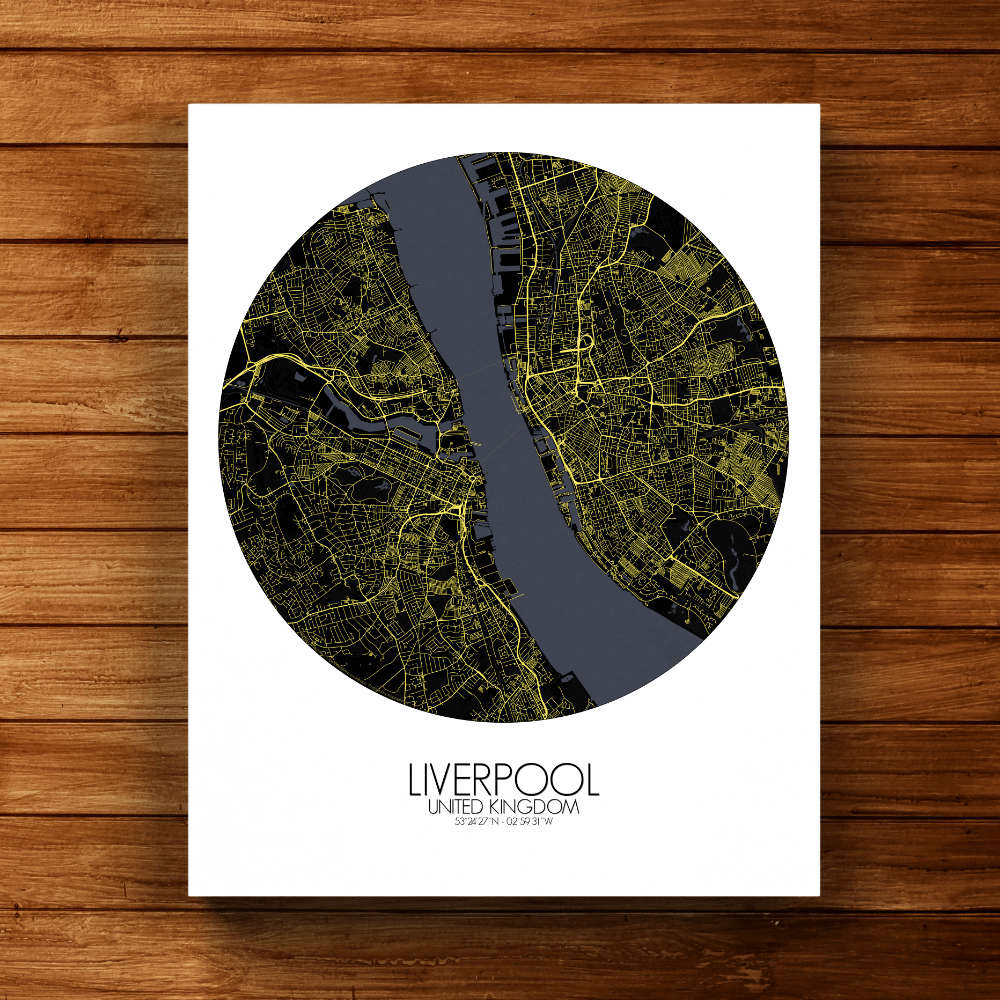 Mapospheres Liverpool Night round shape design canvas city map