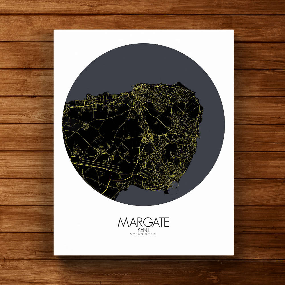 Mapospheres Margate Night Design round shape design canvas city map