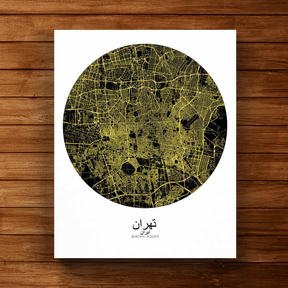 Mapospheres Tehran Night round shape design canvas city map
