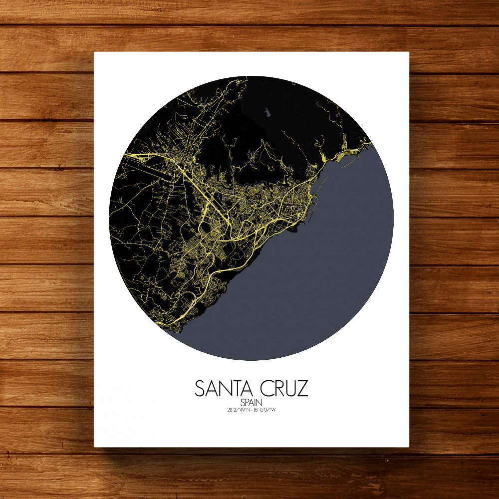 Mapospheres Santa Cruz de Tenerife Night round shape design canvas city map