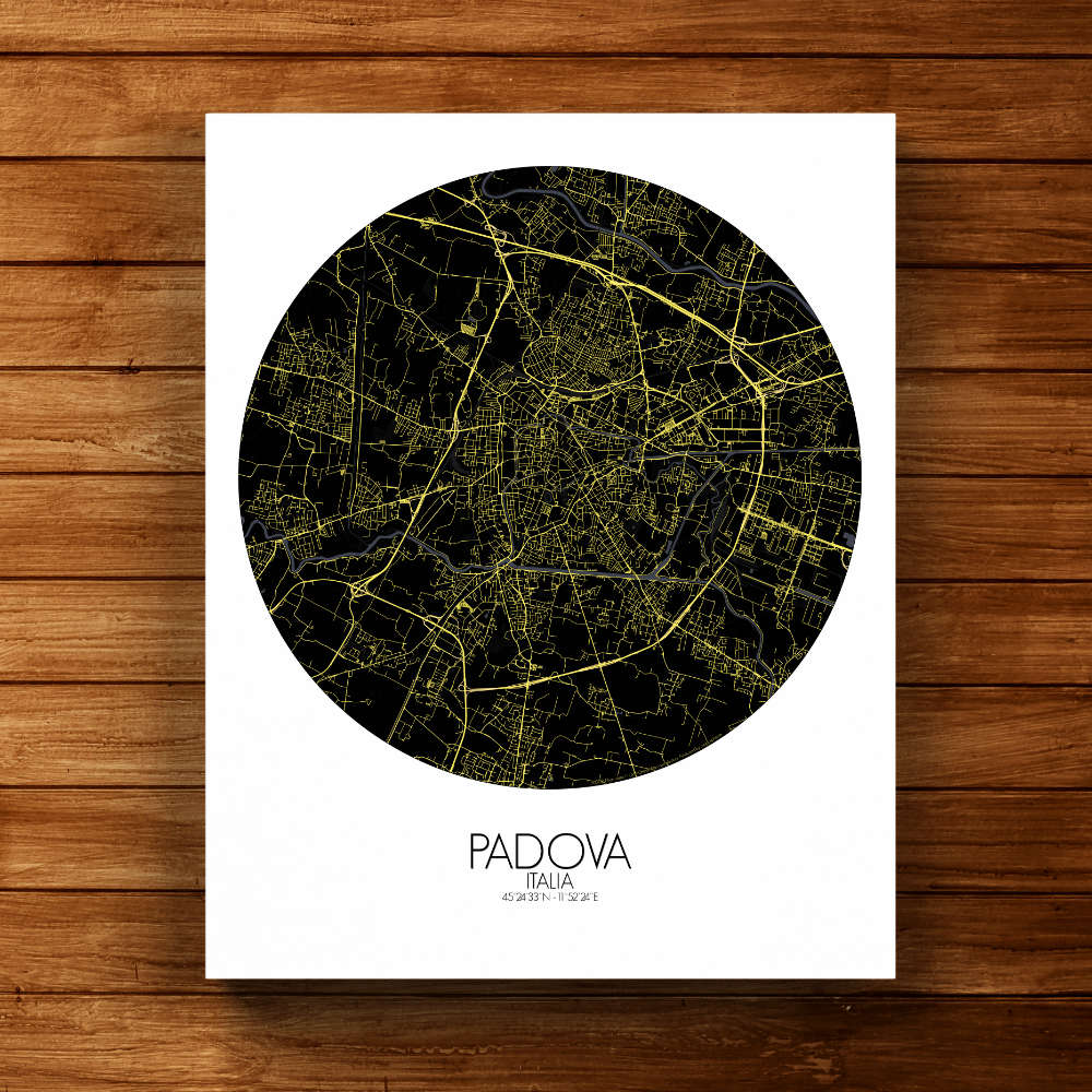 Mapospheres Padua Night round shape design canvas city map