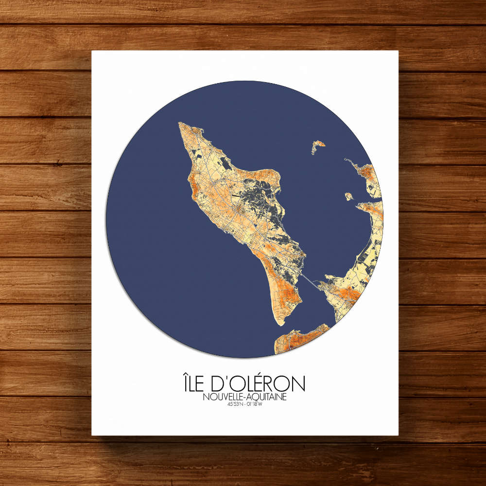 Mapospheres oleron Elevation Map full page design canvas city map