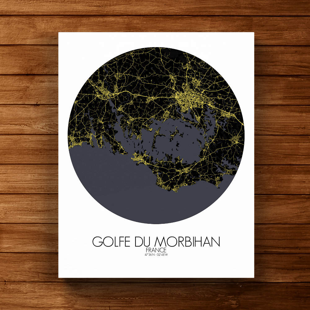 Mapospheres the Gulf of Morbihan Night round shape design canvas city map