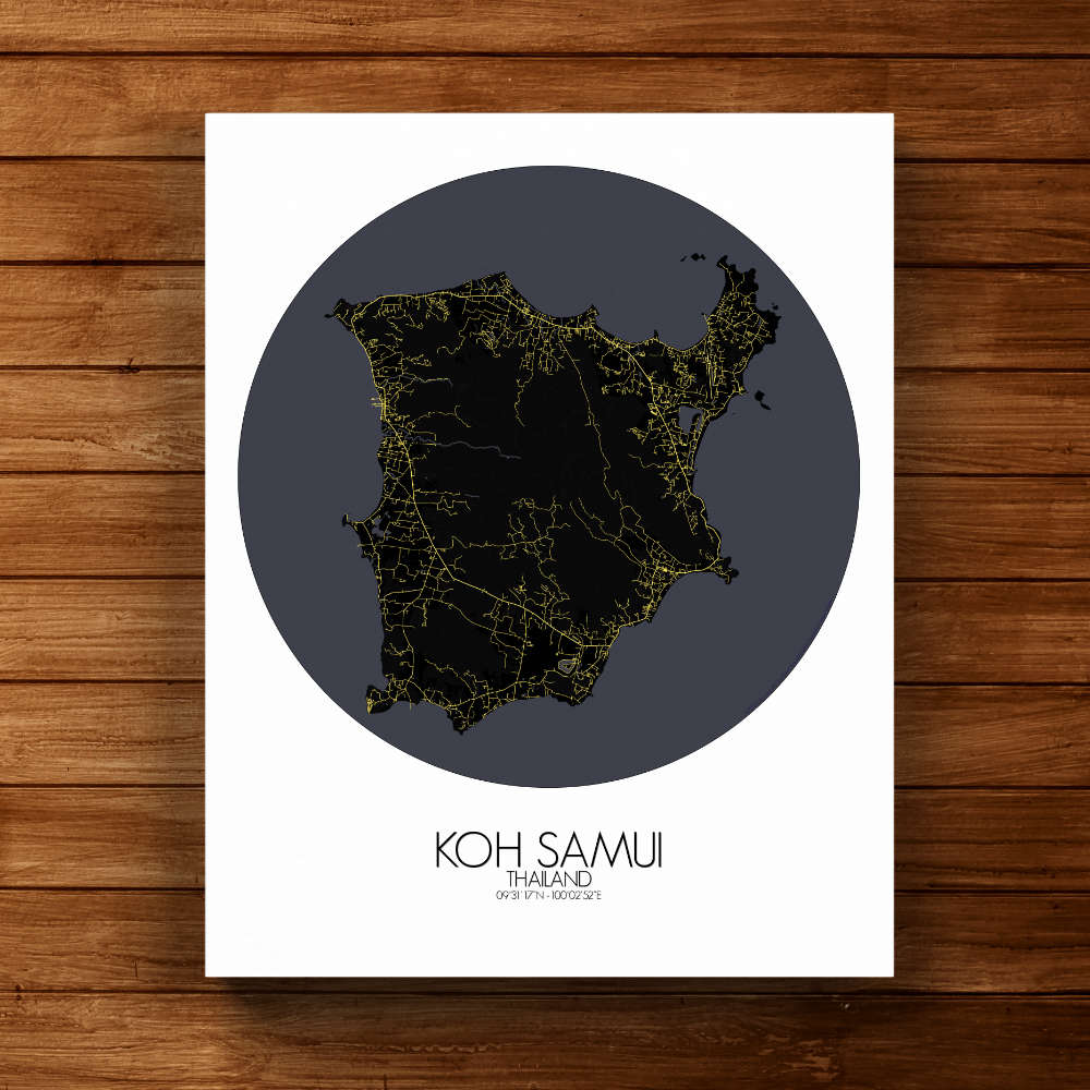 Mapospheres Koh Samui Night round shape design canvas city map