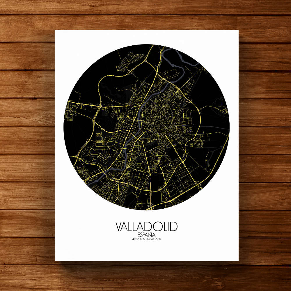 Mapospheres Valladolid Black and White full page design canvas city map